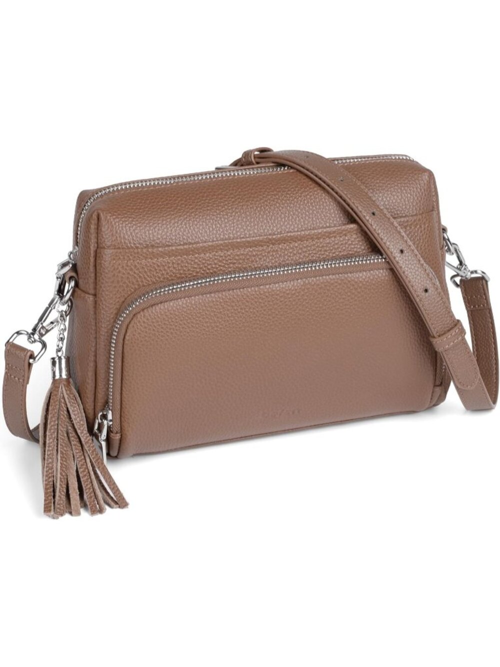 Women's Mocha Genuine Leather Multi-Pockets RFID Blocking Wallet Crossbody Bags